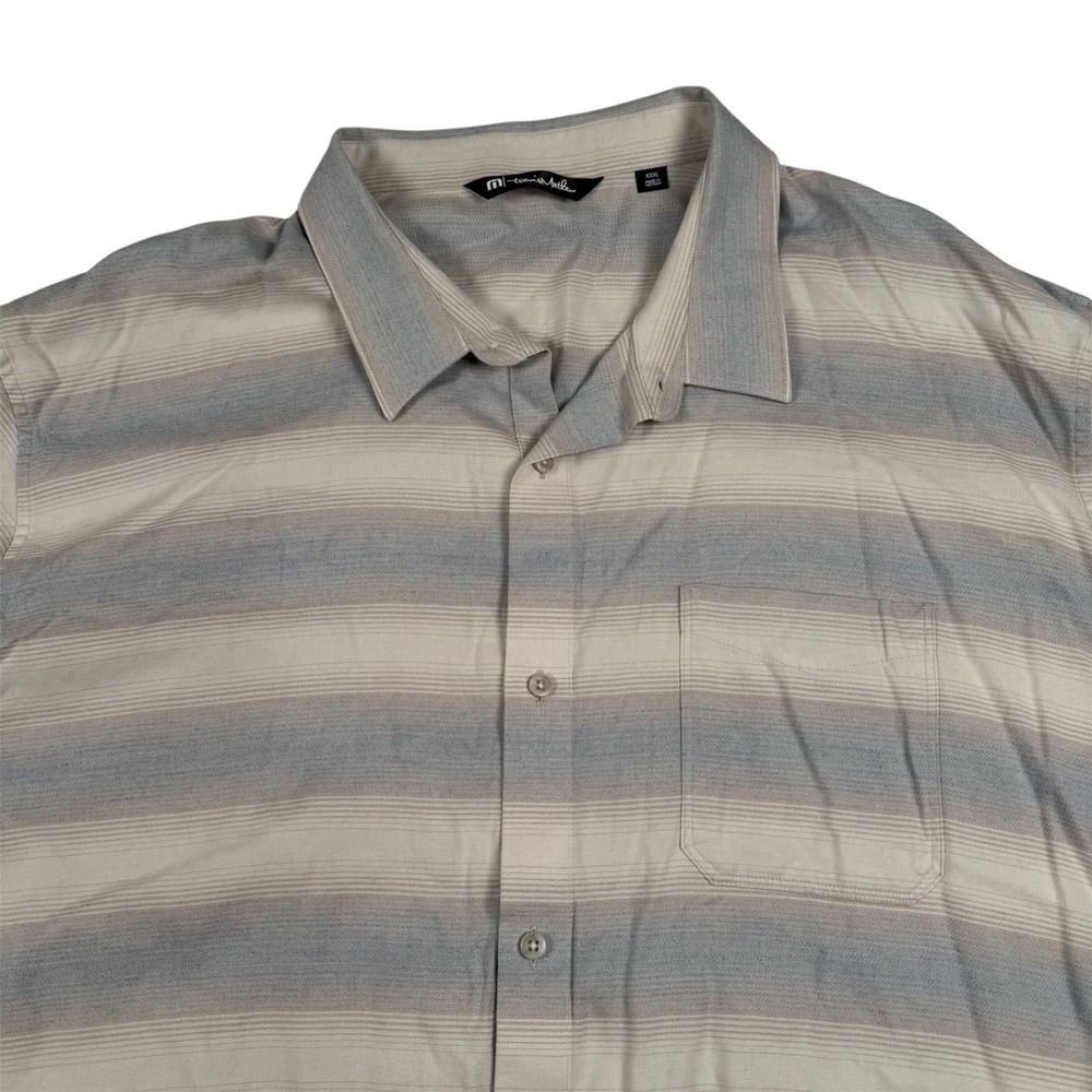 Travis Mathew Cloud Flannel Button Down Shirt Mens XXXL Gray Striped Long Sleeve